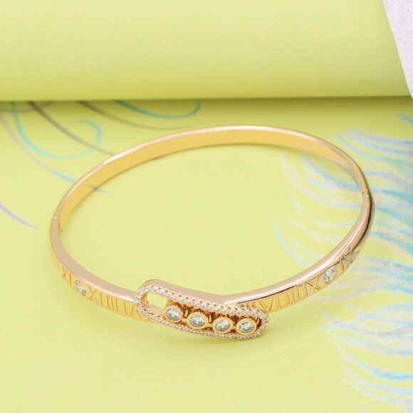 Rose Gold Roman Numeral Bangle with Crystal Bar, XPBL0571 - Picture 5 of 12